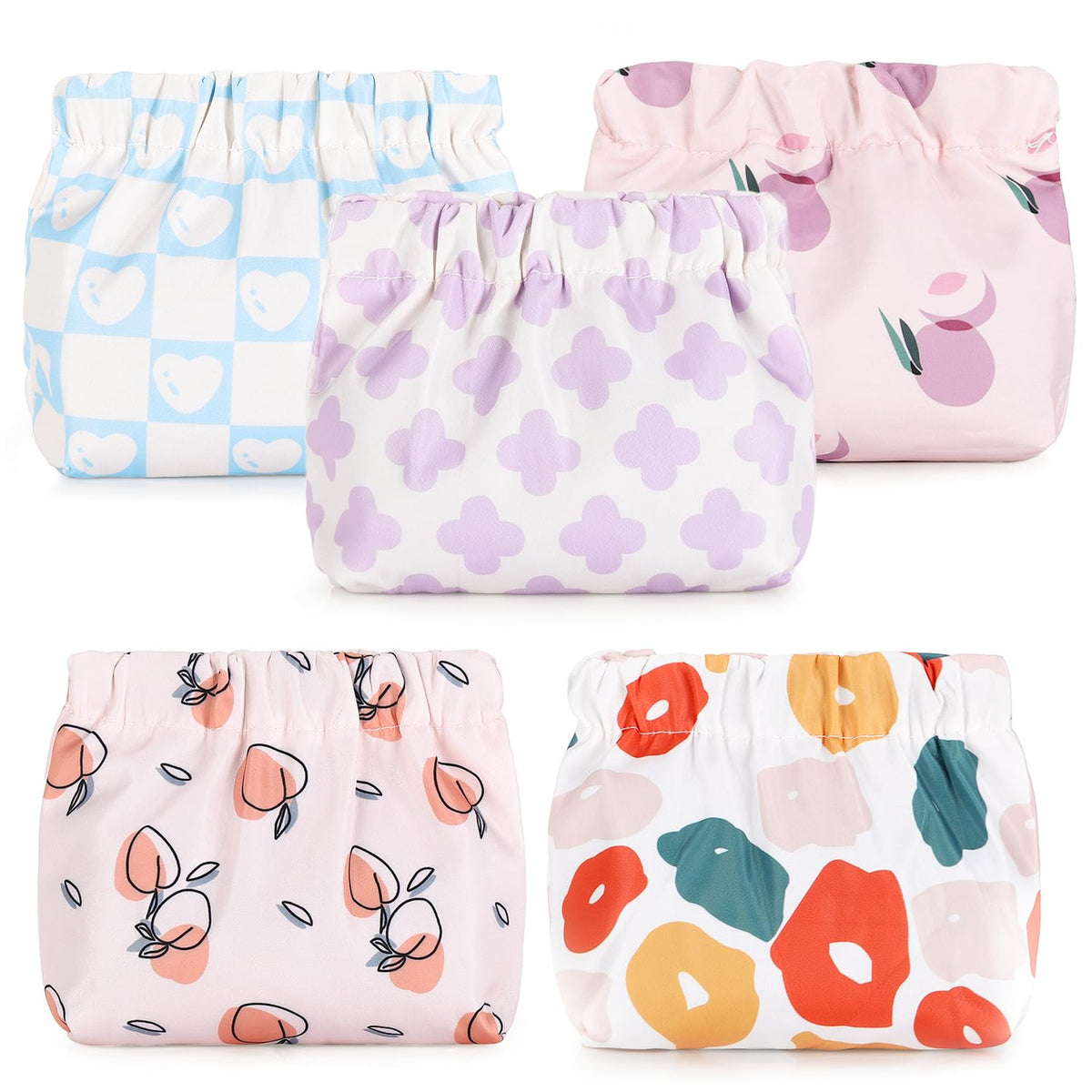 Sightor 5PCS Small Makeup Bag for Purse, Mini Cosmetic Bag Waterproof Pouch for Women, Coin Purse Self-closing Small Travel Kit Lipstick Cosmetic Storage Bag