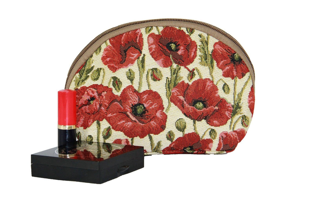 Signare Tapestry Cosmetic Bag Toiletry Makeup Bag for Women With Poppy Flower Design (COSM - POP)