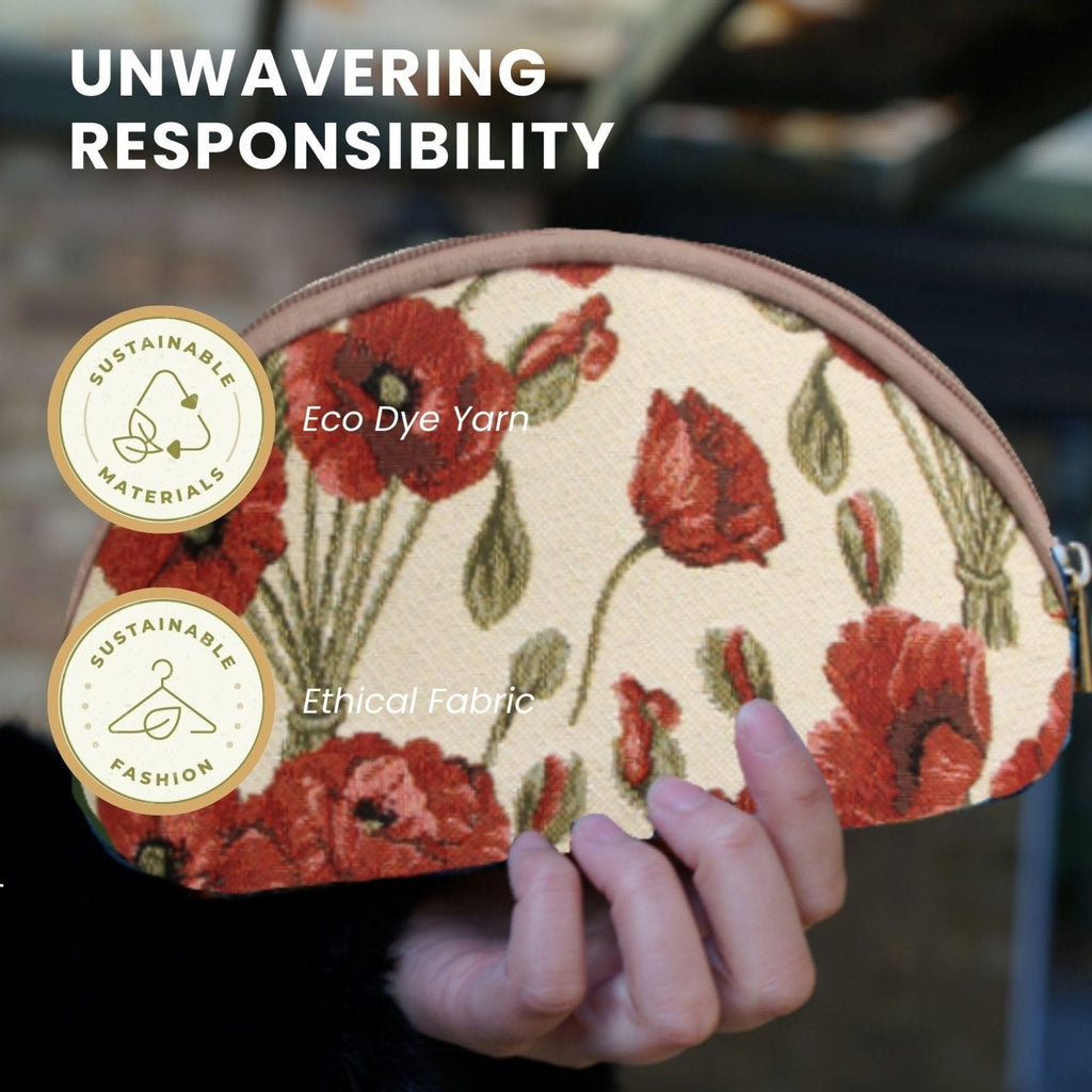 Signare Tapestry Cosmetic Bag Toiletry Makeup Bag for Women With Poppy Flower Design (COSM - POP)