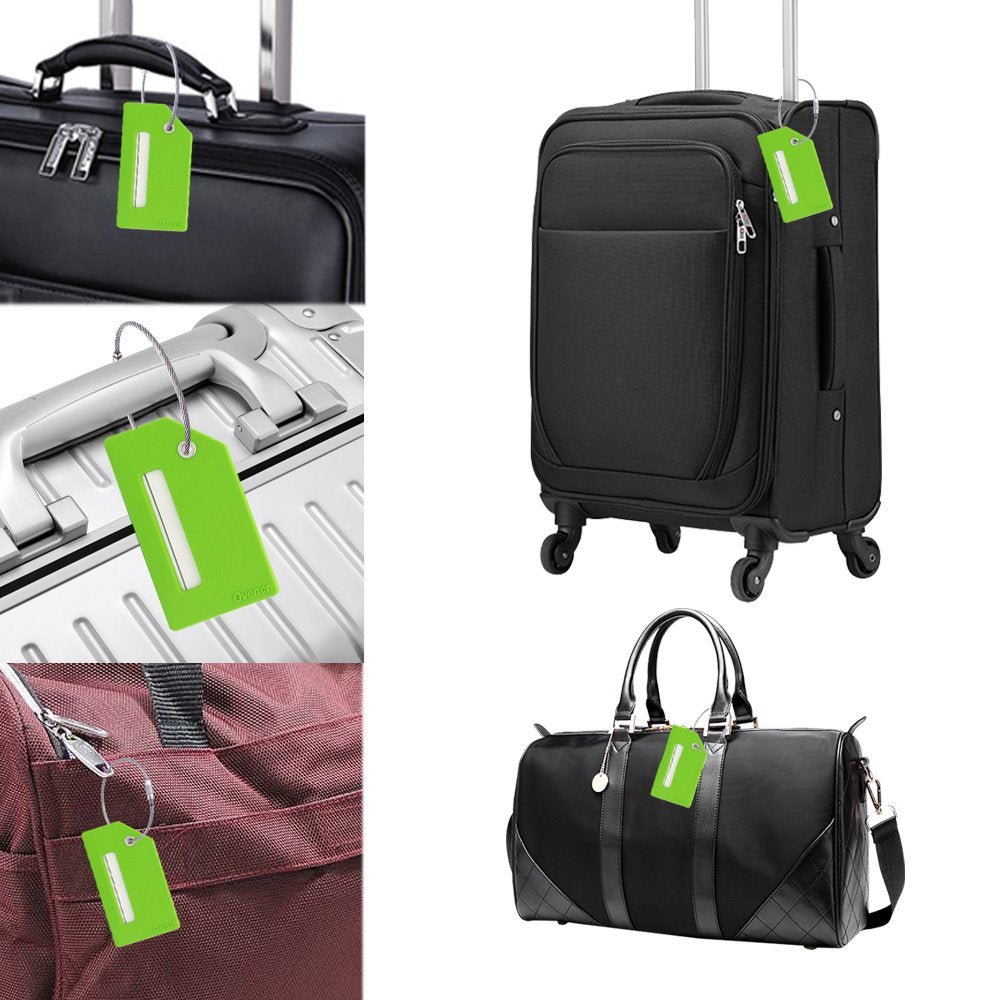 Silicone Luggage Tag with Name ID Card Perfect to Quickly Spot Luggage Suitcase (Plane 5Pcs Green)