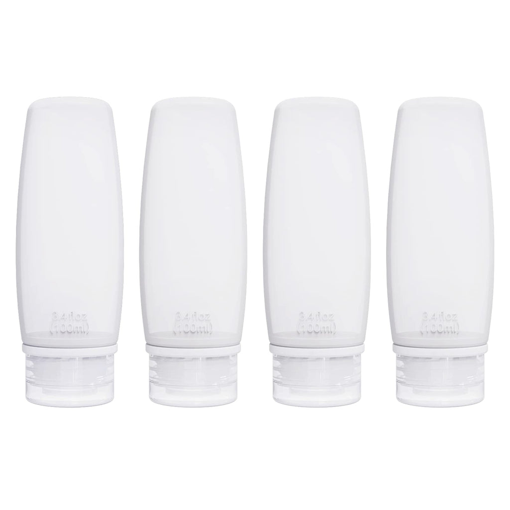 Silicone Travel Bottles for Toiletries TSA Approved Travel Size Containers Set 4 Pack Portable Leak Proof Refillable Cosmetic Squeeze Bottles Shampoo Hair Conditioner Body Lotion Bath Shower Gel