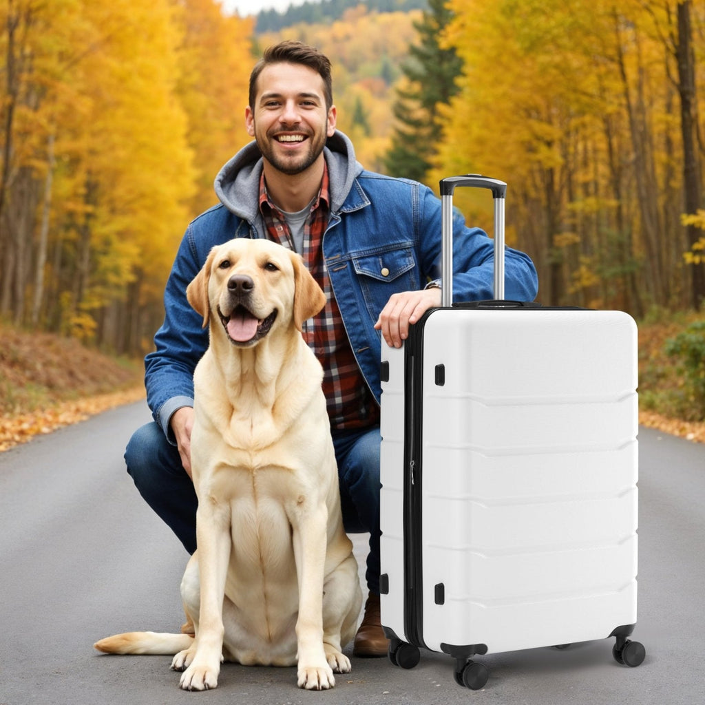 Simple Deluxe 28 Inch Hardside Carry On Luggage, Suitcase with Double Spinner Wheels & TSA Lock, Hard Shell Suitcase, Expandable Rolling Lightweight Luggage, White