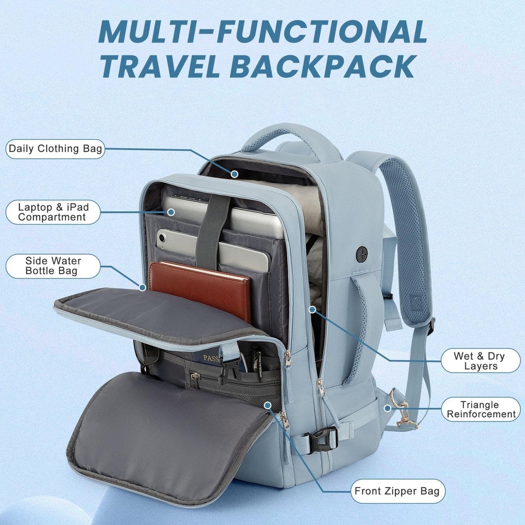 Sinaliy Travel laptop Backpack for Women, Personal Item Size Flight Approved, 16 Inch Laptop Bag with Multi - Pockets, College Computer Bag, Waterproof Carry On Backpack Casual Daypack Backpack
