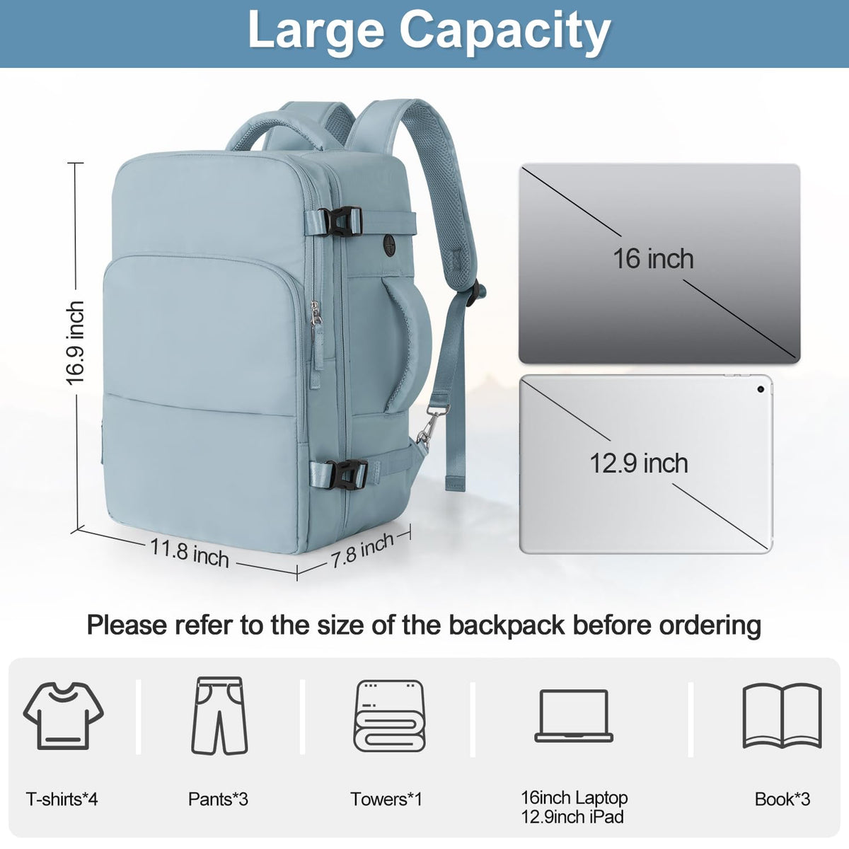 Sinaliy Travel laptop Backpack for Women, Personal Item Size Flight Approved, 16 Inch Laptop Bag with Multi - Pockets, College Computer Bag, Waterproof Carry On Backpack Casual Daypack Backpack
