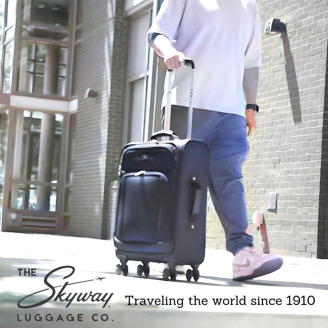 Skyway Epic Softside Carry - On Luggage - Lightweight Suitcase with Wheels for Travel | TSA Approved Carry - On Bag | Spinner Suitcase | Carry - On Luggage with Telescoping Handle, 20 inch, Plum