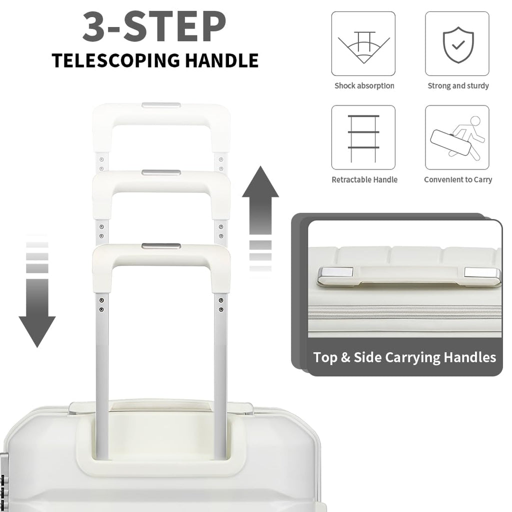 Somago Luggage Sets and Packing Cube Travel Set Lightweight Hardside Polypropylene Suitcases with Double Spinner Wheels and TSA Lock,Creamy White