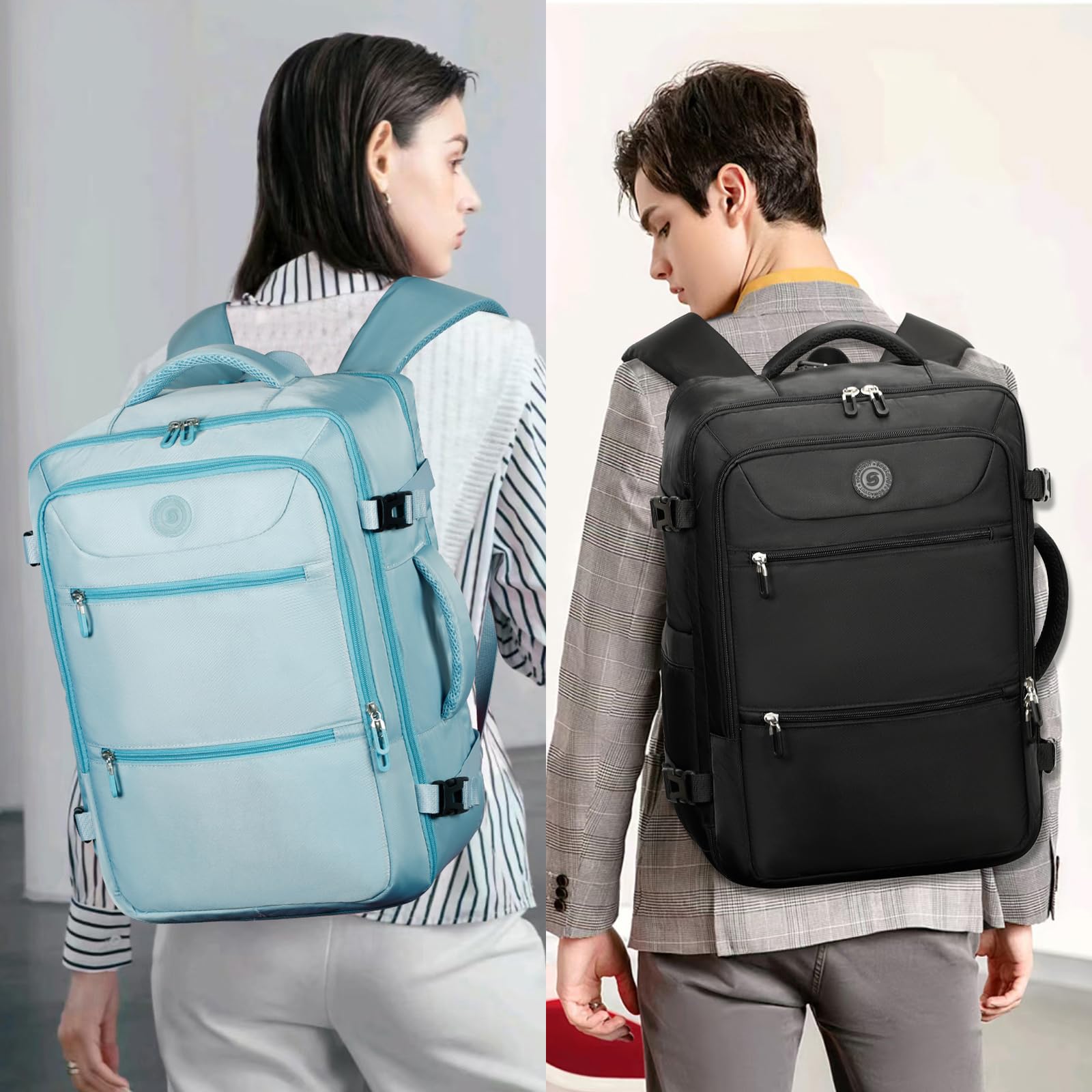 Sowaovut Travel Laptop Backpack, Extra Large High School College Backpacks, Flight Approved Daypack Business Bag Fit 17.3 inch Laptop for Men Women (Light Blue)