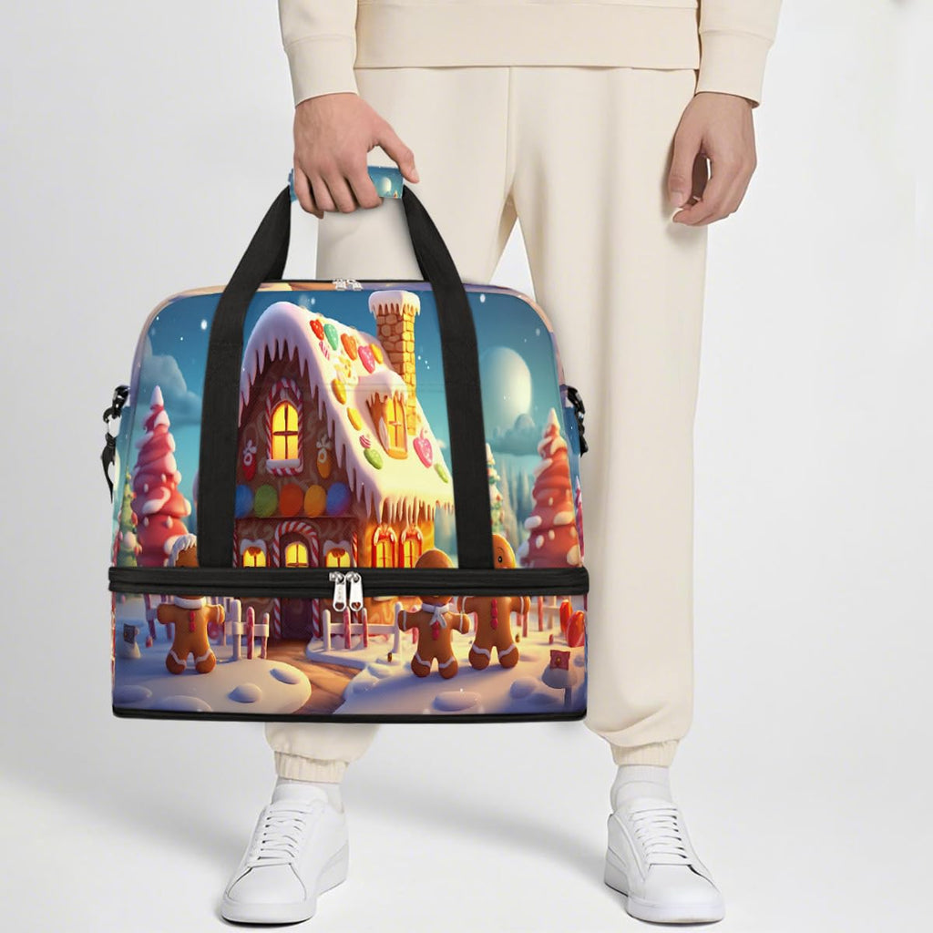 Sports Gym Bag Christmas Cookies Igloo Large Travel Duffel Bag With Shoe Compartment Foldable Waterproof Carry - On Weekend Travel Bags for Camping Overnight Yoga Hospital Travel Bags