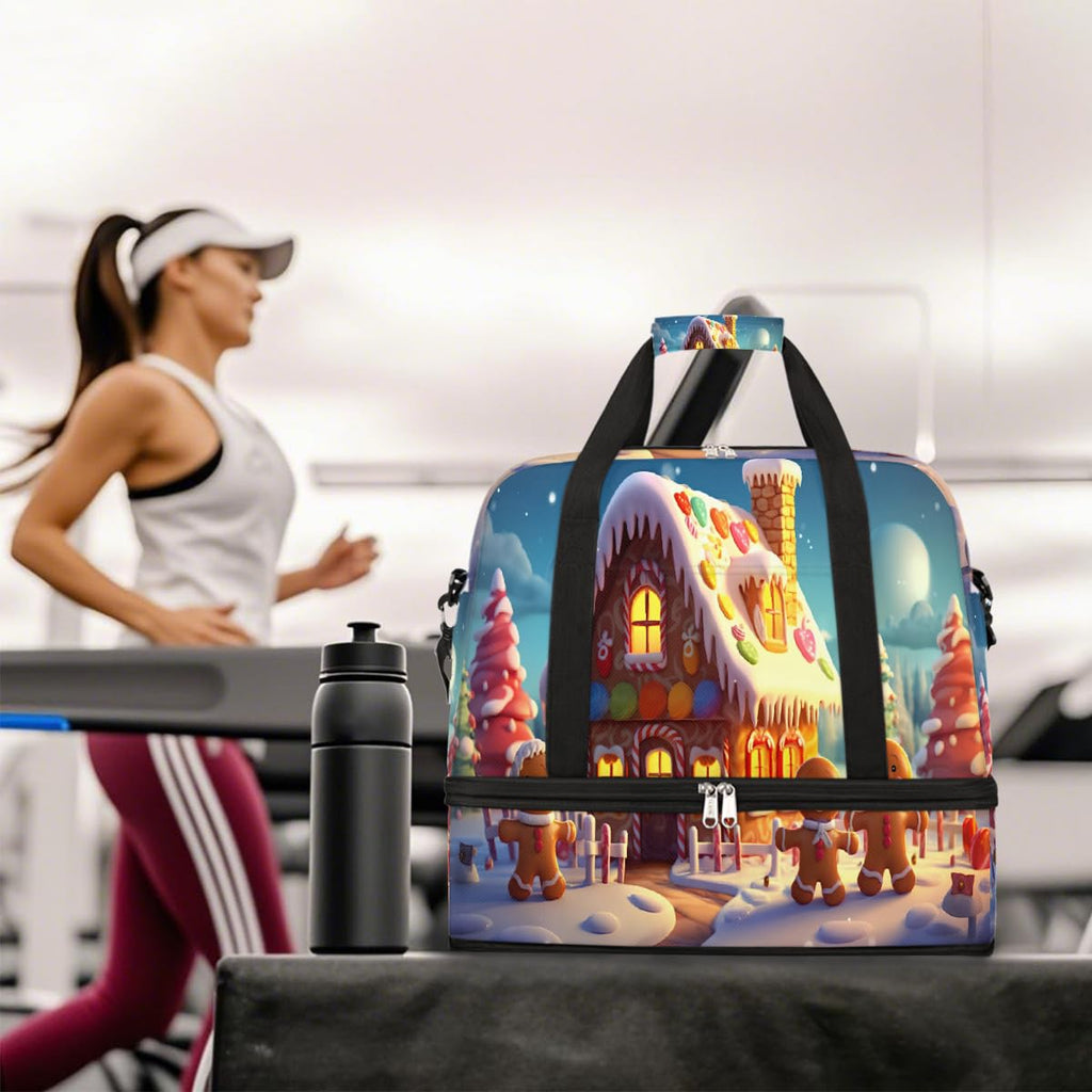 Sports Gym Bag Christmas Cookies Igloo Large Travel Duffel Bag With Shoe Compartment Foldable Waterproof Carry - On Weekend Travel Bags for Camping Overnight Yoga Hospital Travel Bags