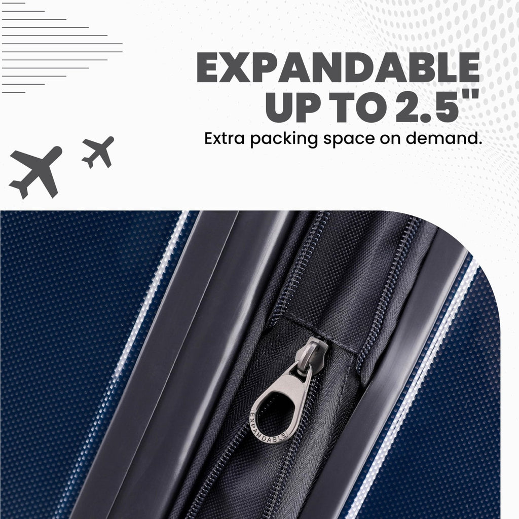 Spyder Rails Expandable Hardside Upright Suitcase with 360° Spinner Wheels, TSA Approved Lock (Navy, Large Checked)