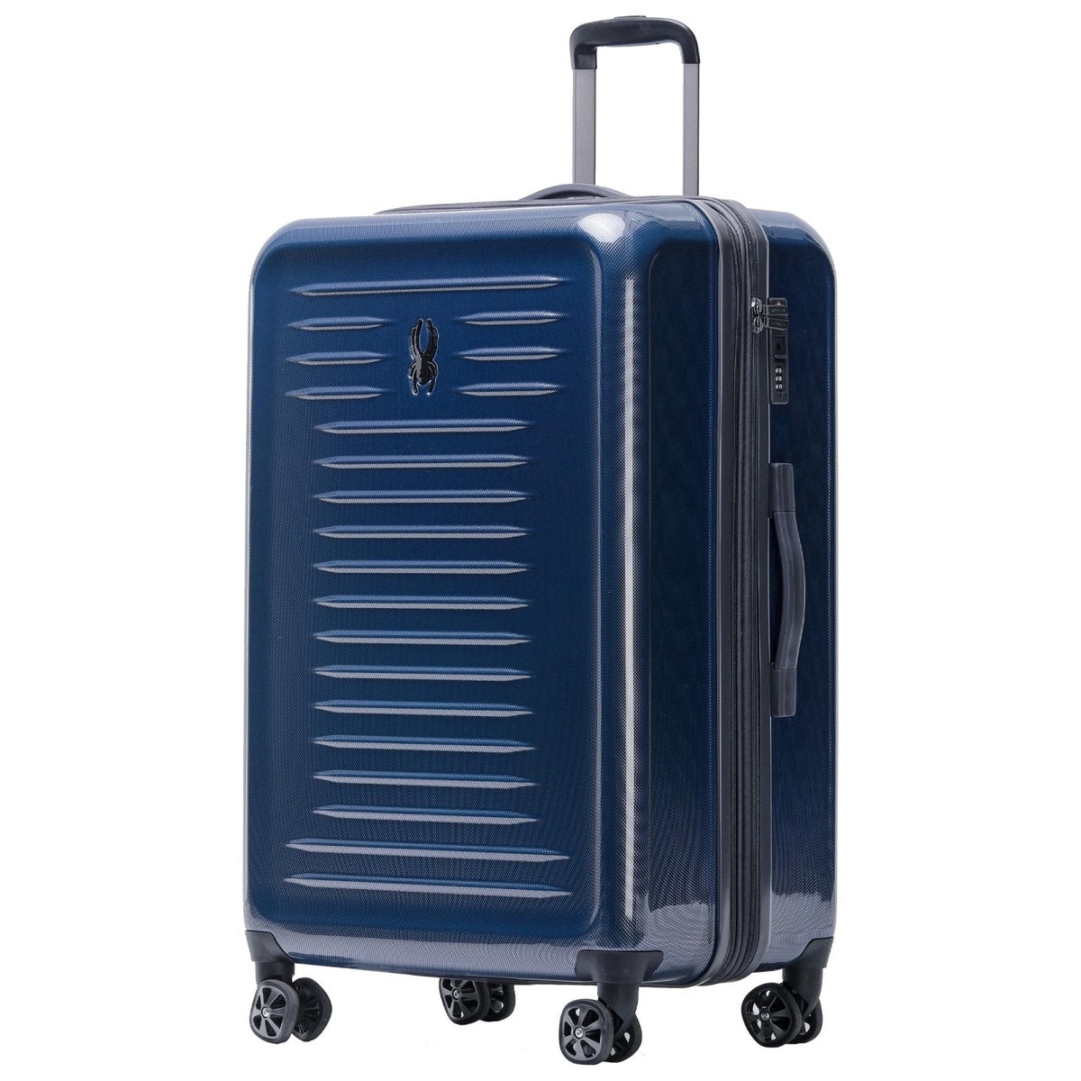 Spyder Rails Expandable Hardside Upright Suitcase with 360° Spinner Wheels, TSA Approved Lock (Navy, Large Checked)