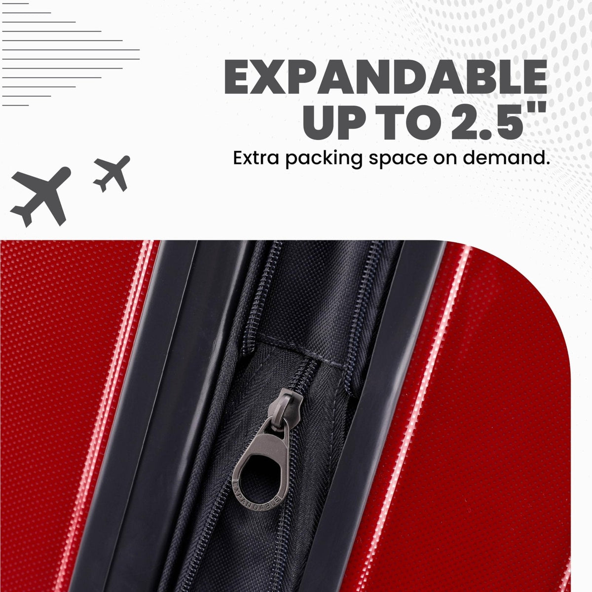 Spyder Rails Expandable Hardside Upright Suitcase with 360° Spinner Wheels, TSA Approved Lock (Red, Large Checked)