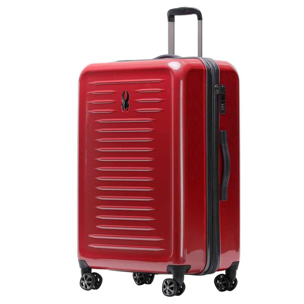 Spyder Rails Expandable Hardside Upright Suitcase with 360° Spinner Wheels, TSA Approved Lock (Red, Large Checked)