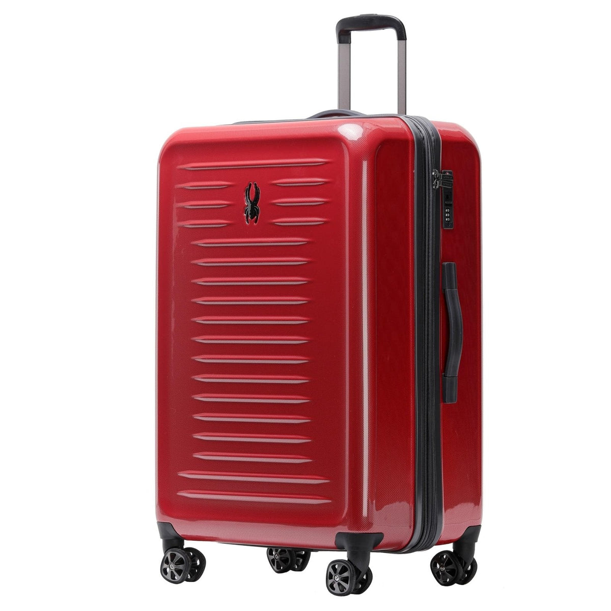 Spyder Rails Expandable Hardside Upright Suitcase with 360° Spinner Wheels, TSA Approved Lock (Red, Large Checked)