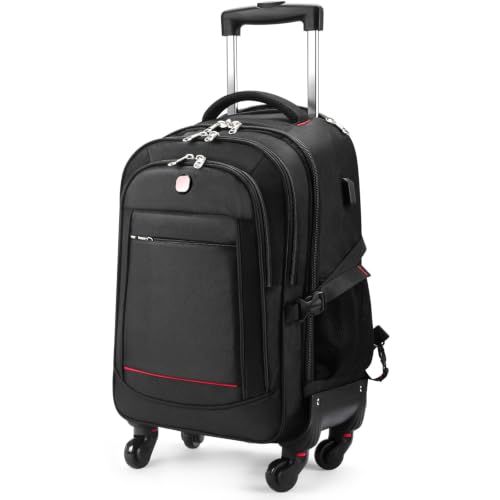 star cloud 4-Wheel Checked Rolling Backpack Extra-Large Roller Travel Laptop Backpack for Business, Water-Resistant Luggage, Backpack with Wheels for Commuting