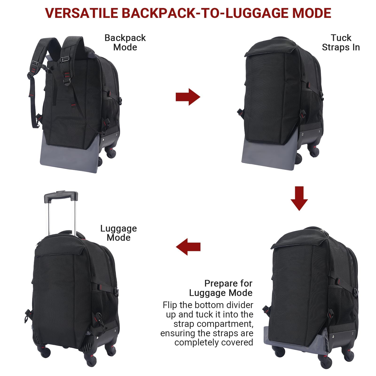 star cloud 4 - Wheel Rolling Backpack 45L (22x14x9 in): 17.3 - Inch Roller Travel Laptop Backpack for Business, Water - Resistant Carry - On Luggage, Airline Approved Suitcase for Travel and Commuting