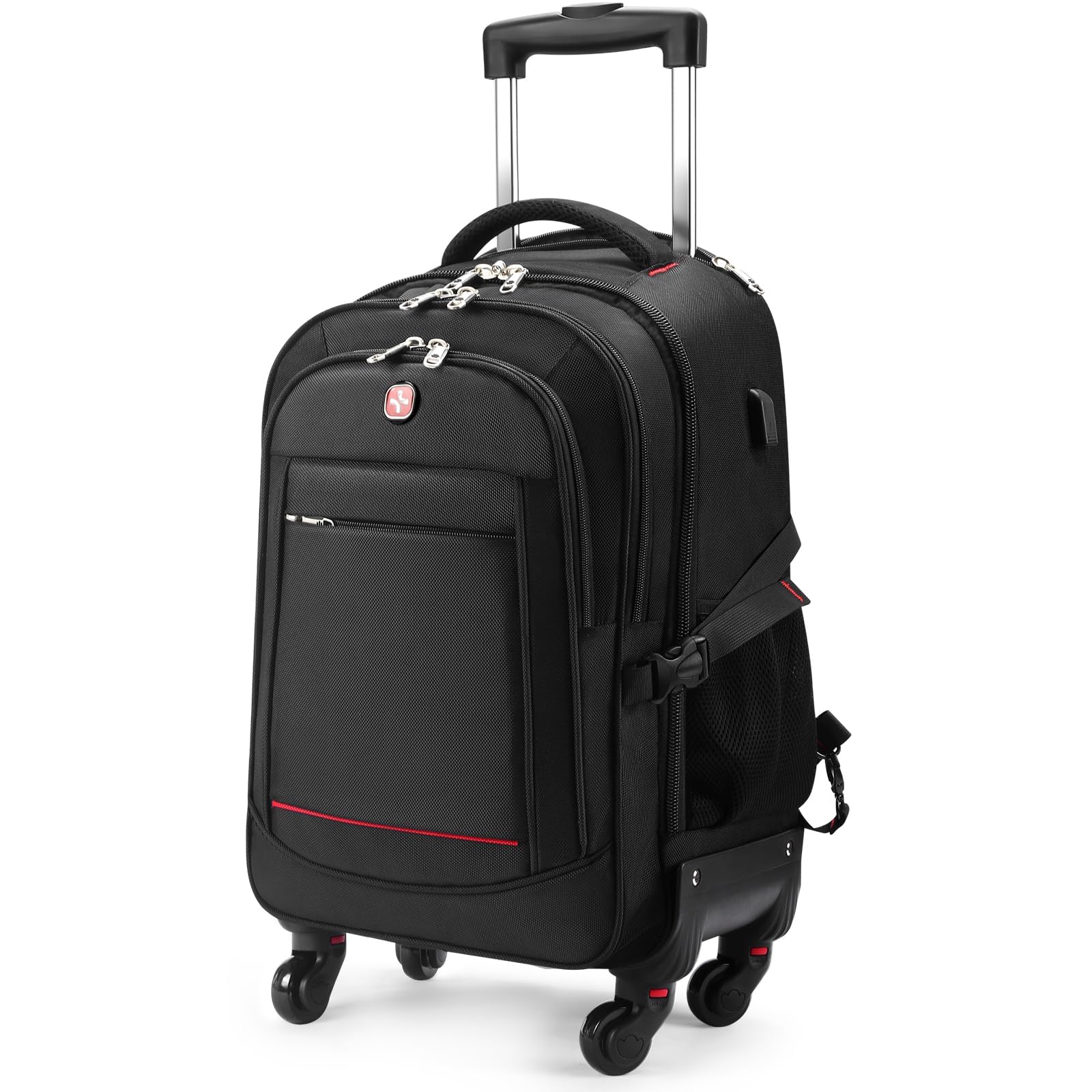 star cloud 4-Wheel Rolling Backpack 45L (22x14x9 in): 17.3-Inch Roller Travel Laptop Backpack for Business, Water-Resistant Carry-On Luggage, Airline Approved Suitcase for Travel and Commuting