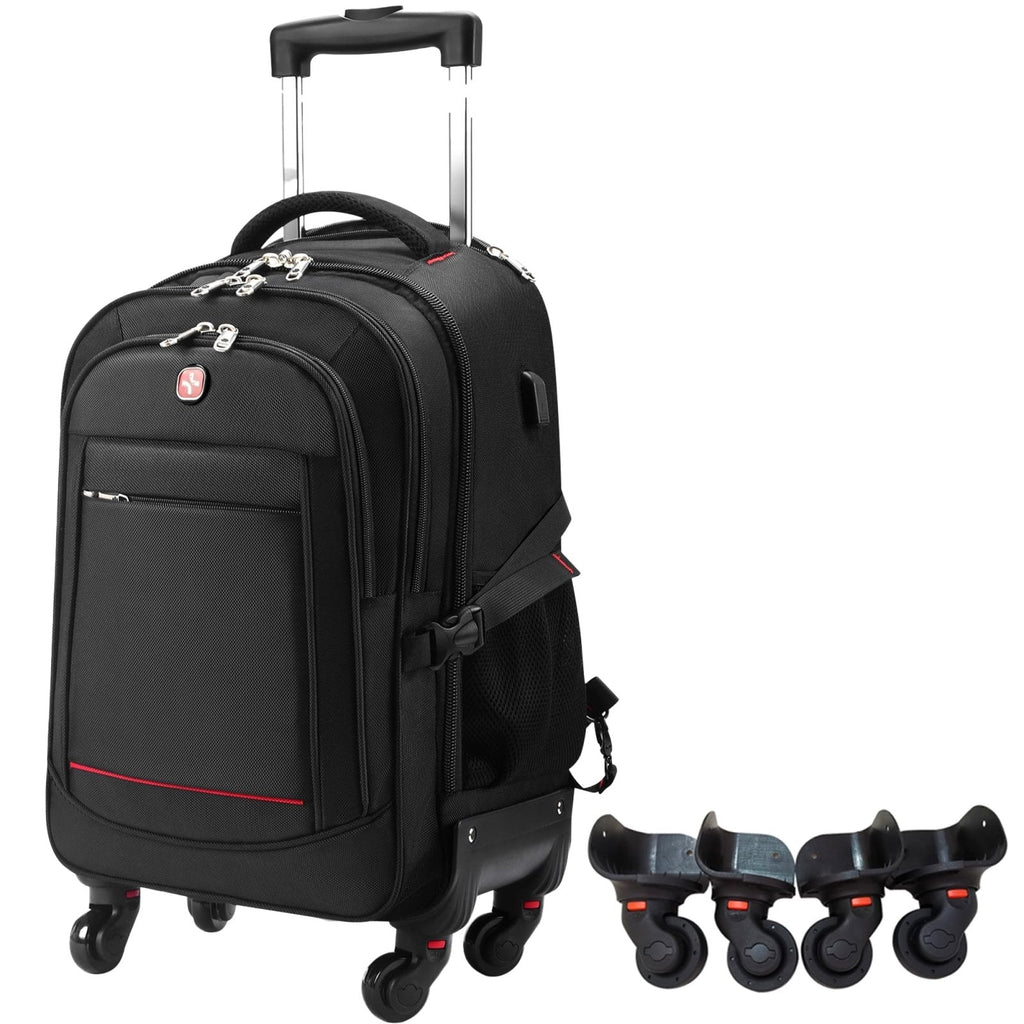 star cloud 45L Rolling Backpack for 17.3" Laptop - 22x14x9", Water-Resistant Luggage with 4 Extra Wheels, Roller Travel Laptop Backpack for Business, Wheeled Backpack for Travel and Commuting