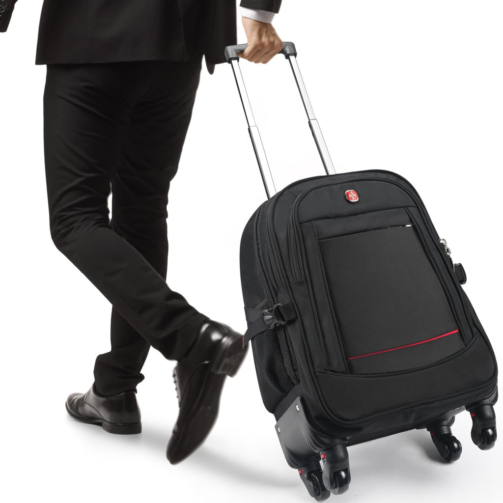 star cloud 45L Rolling Backpack for 17.3" Laptop - 22x14x9", Water - Resistant Luggage with 4 Extra Wheels, Roller Travel Laptop Backpack for Business, Wheeled Backpack for Travel and Commuting