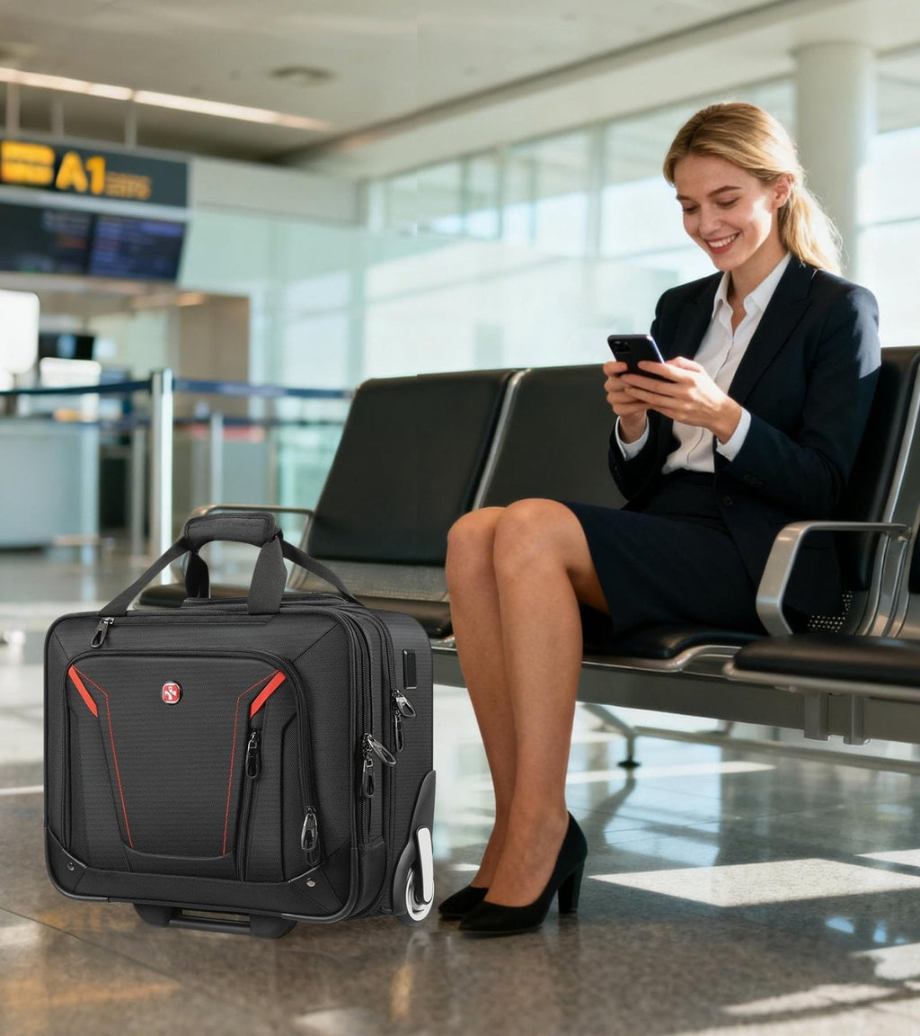 star cloud Rigid Frame Rolling Laptop Bag 18"×14"×8", Water - Resistant Rolling Briefcase with Wheels, Business Travel Computer Bag, Underseat Carry on Luggage for Men & Women