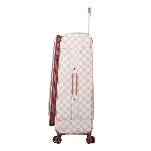 Steve Madden Designer Luggage Collection - 3 Piece Softside Expandable Lightweight Spinner Suitcase Set - Travel Set includes 20 Inch Carry on, 24 Inch & 28-Inch Checked Suitcases (Chalet Pink)