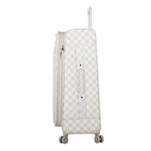 Steve Madden Designer Luggage Collection - 3 Piece Softside Expandable Lightweight Spinner Suitcase Set - Travel Set includes 20 Inch Carry on, 24 Inch & 28-Inch Checked Suitcases (Chalet Light Grey)