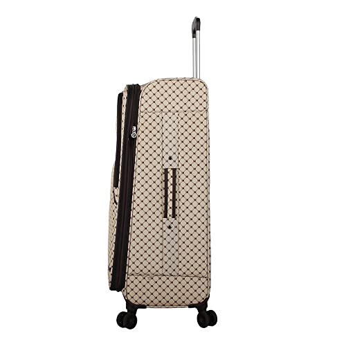 Steve Madden Designer Luggage Collection - 3 Piece Softside Expandable Lightweight Spinner Suitcase Set - Travel Set includes 20 Inch Carry on, 24 Inch & 28-Inch Checked Suitcases (Noble Brown/Tan)