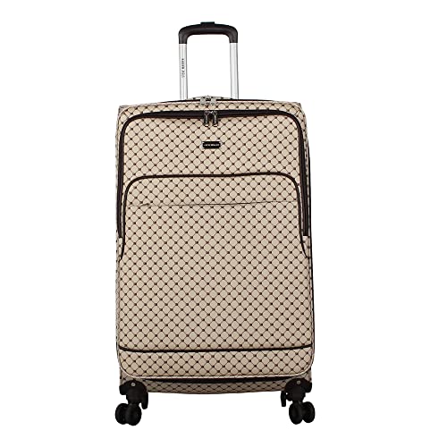 Steve Madden Designer Luggage Collection - 3 Piece Softside Expandable Lightweight Spinner Suitcase Set - Travel Set includes 20 Inch Carry on, 24 Inch & 28-Inch Checked Suitcases (Noble Brown/Tan)