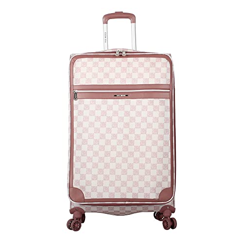 Steve Madden Designer Luggage Collection - 3 Piece Softside Expandable Lightweight Spinner Suitcase Set - Travel Set includes 20 Inch Carry on, 24 Inch & 28-Inch Checked Suitcases (Chalet Pink)