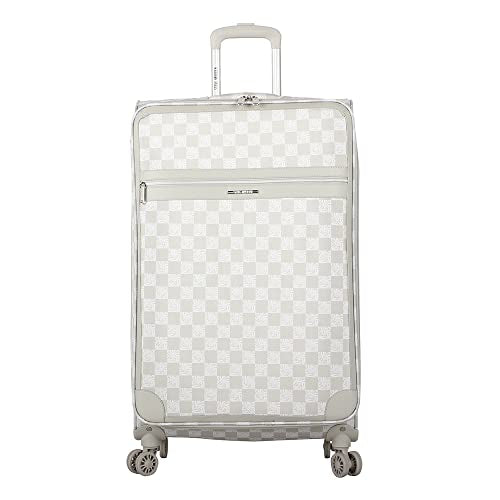 Steve Madden Designer Luggage Collection - 3 Piece Softside Expandable Lightweight Spinner Suitcase Set - Travel Set includes 20 Inch Carry on, 24 Inch & 28-Inch Checked Suitcases (Chalet Light Grey)
