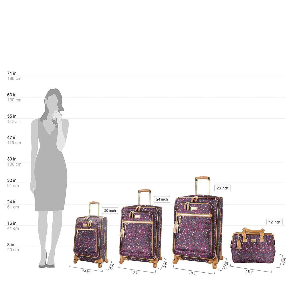 Steve Madden Designer Luggage Collection - Lightweight Softside Expandable Suitcase for Men & Women - Durable 20 Inch Carry On Bag with 4 - Rolling Spinner Wheels (Dark Purple)