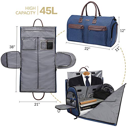 suit bag travel garment bag, 45L Carry on Convertible Garment Duffle bag