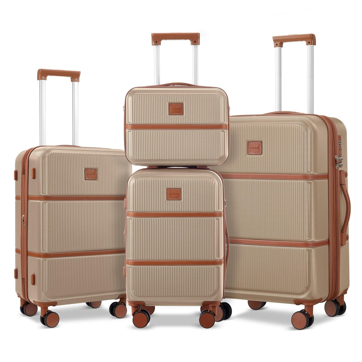 Suitour Expandable 4-Piece Luggage Set (14" 19" 23" 27") ABS Hardside Suitcase Sets with Spinner Wheels Checked Luggage Travel Suitcase