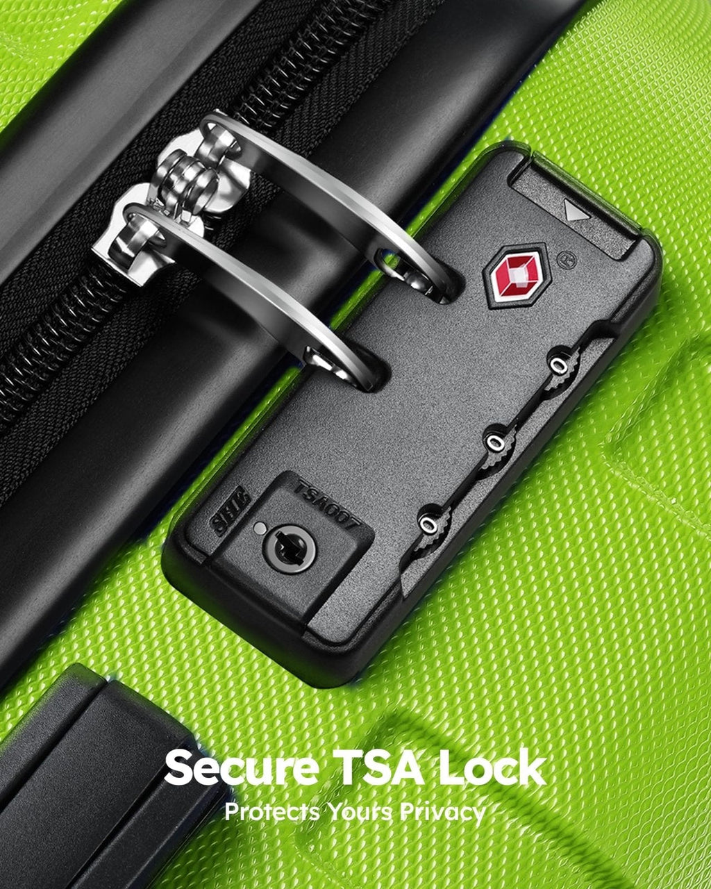 Suitour Luggage 3 Piece Sets Hard Shell Luggage Set with Spinner Wheels, TSA Lock, 20 24 28 inch Travel Suitcase Sets, Lime Green