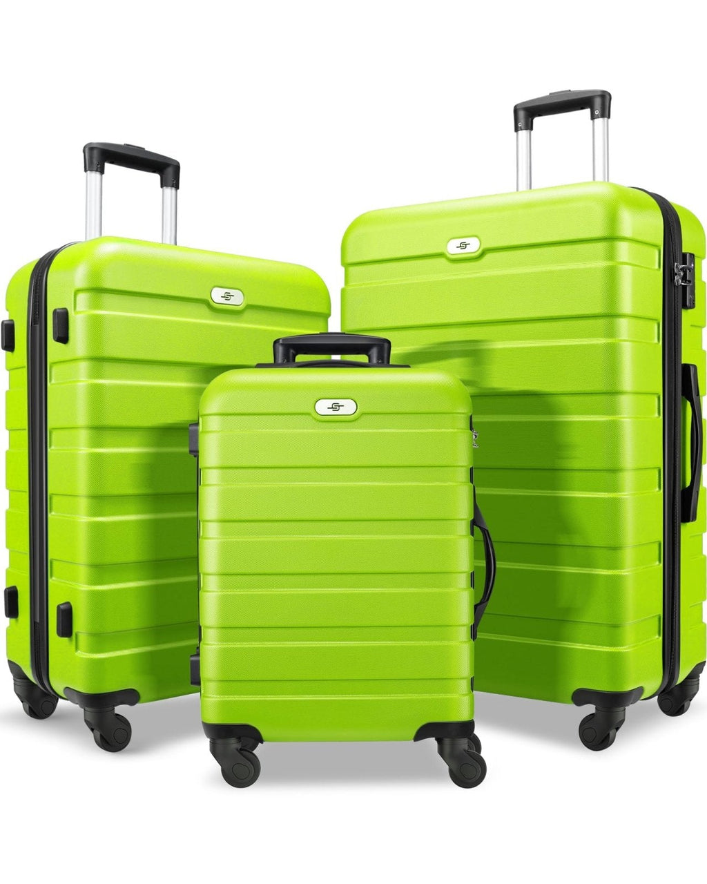 Suitour Luggage 3 Piece Sets Hard Shell Luggage Set with Spinner Wheels, TSA Lock, 20 24 28 inch Travel Suitcase Sets, Lime Green