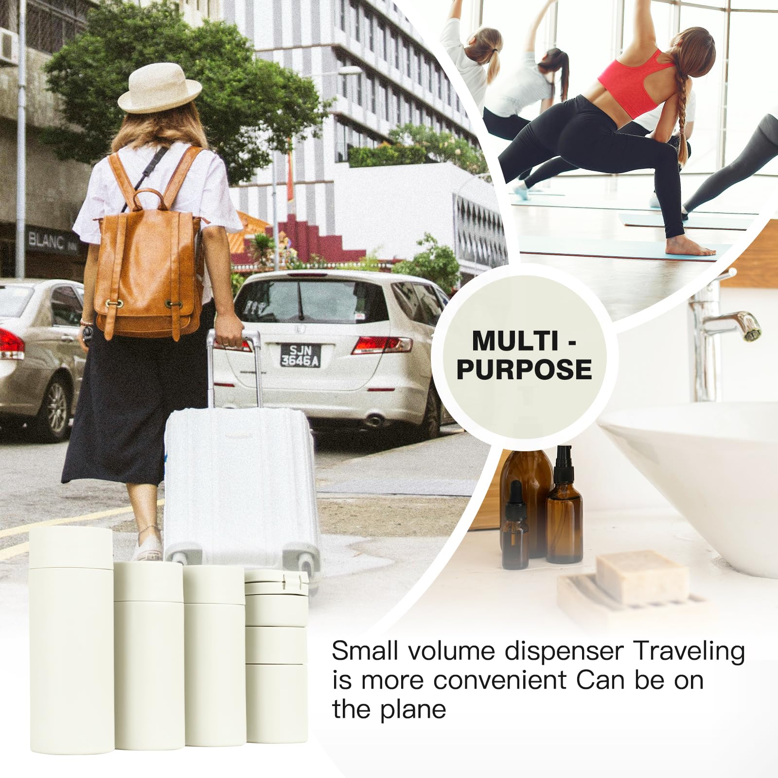 Suteng Travel Bottles for Toiletries, 5 Pack Travel Size Containers, TSA Approved Leak Proof - Silicone Toiletry Containers with Clear Bag for Shampoo, Conditioner & Lotion, Travel Essentials (White)