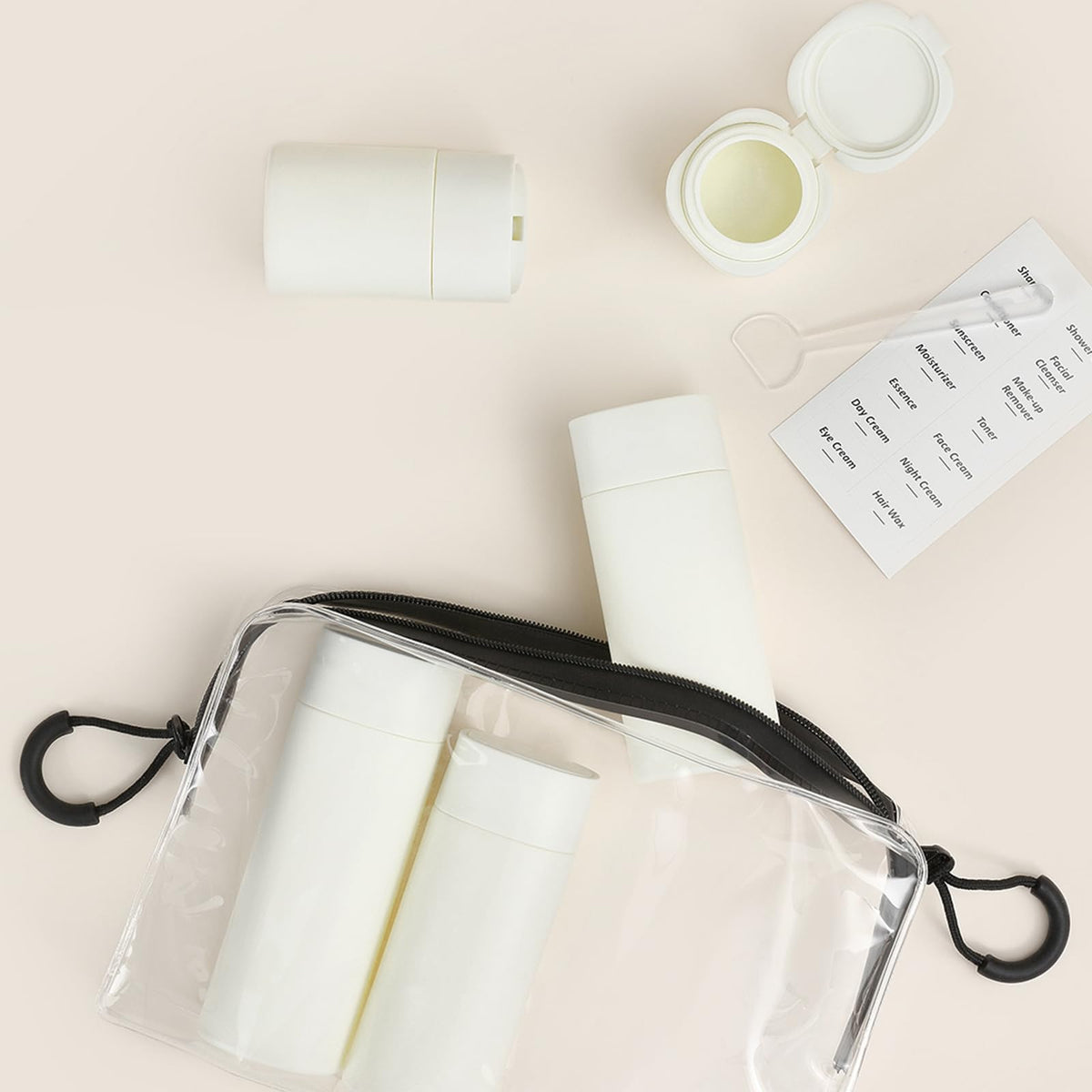 Suteng Travel Bottles for Toiletries, 5 Pack Travel Size Containers, TSA Approved Leak Proof - Silicone Toiletry Containers with Clear Bag for Shampoo, Conditioner & Lotion, Travel Essentials (White)