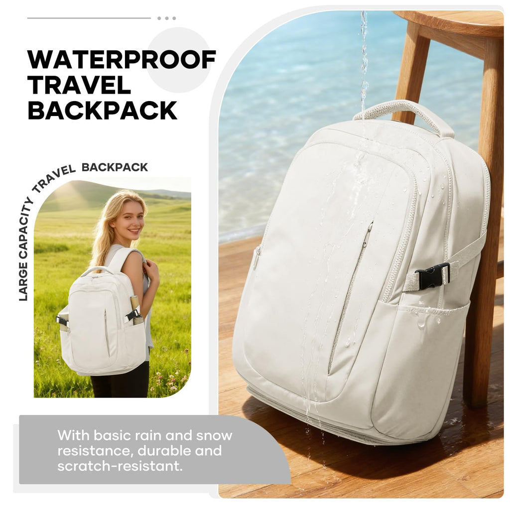 suwasp Large Travel Backpack for Women Men Mochila Airline Approved Carry On Personal Item Backpack Bag Frontier Airlines Personal Item Travel Bag Flight Approved Luggage Backpack - White