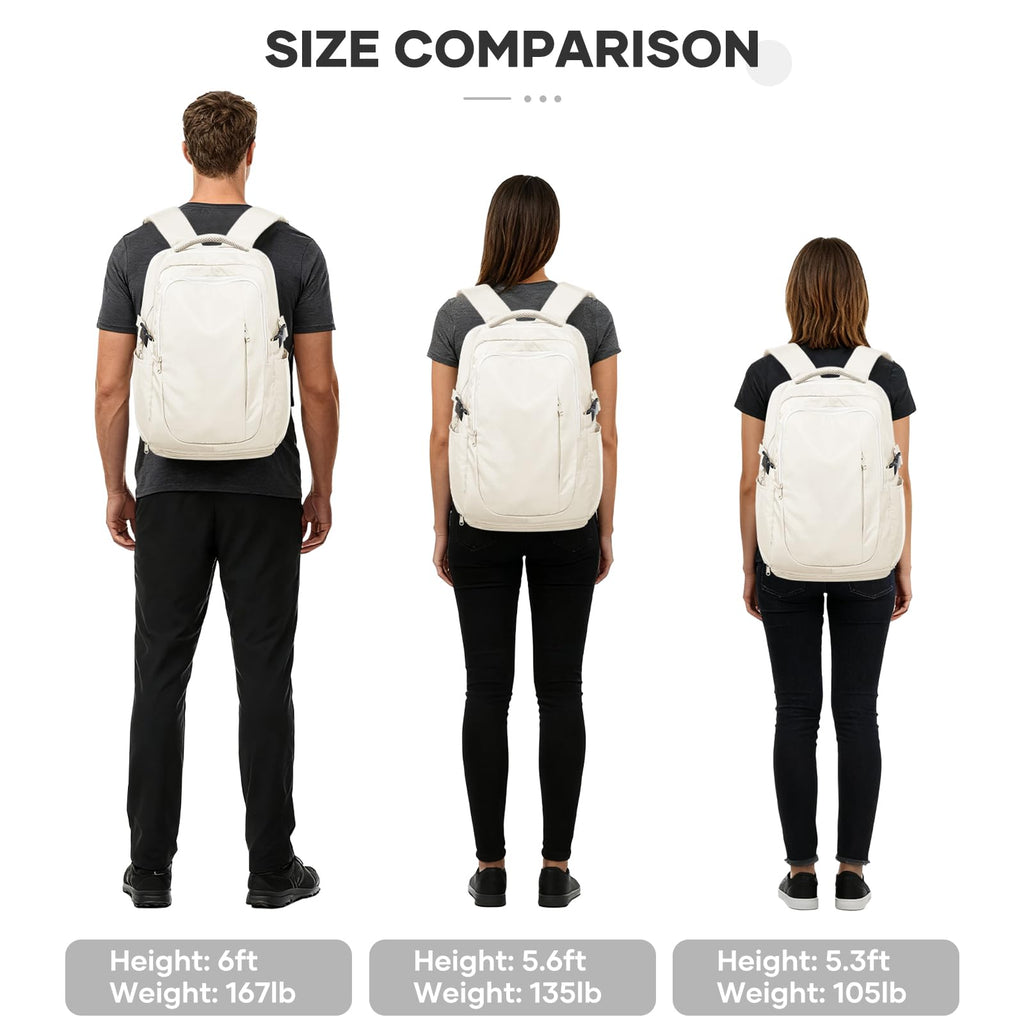 suwasp Large Travel Backpack for Women Men Mochila Airline Approved Carry On Personal Item Backpack Bag Frontier Airlines Personal Item Travel Bag Flight Approved Luggage Backpack - White
