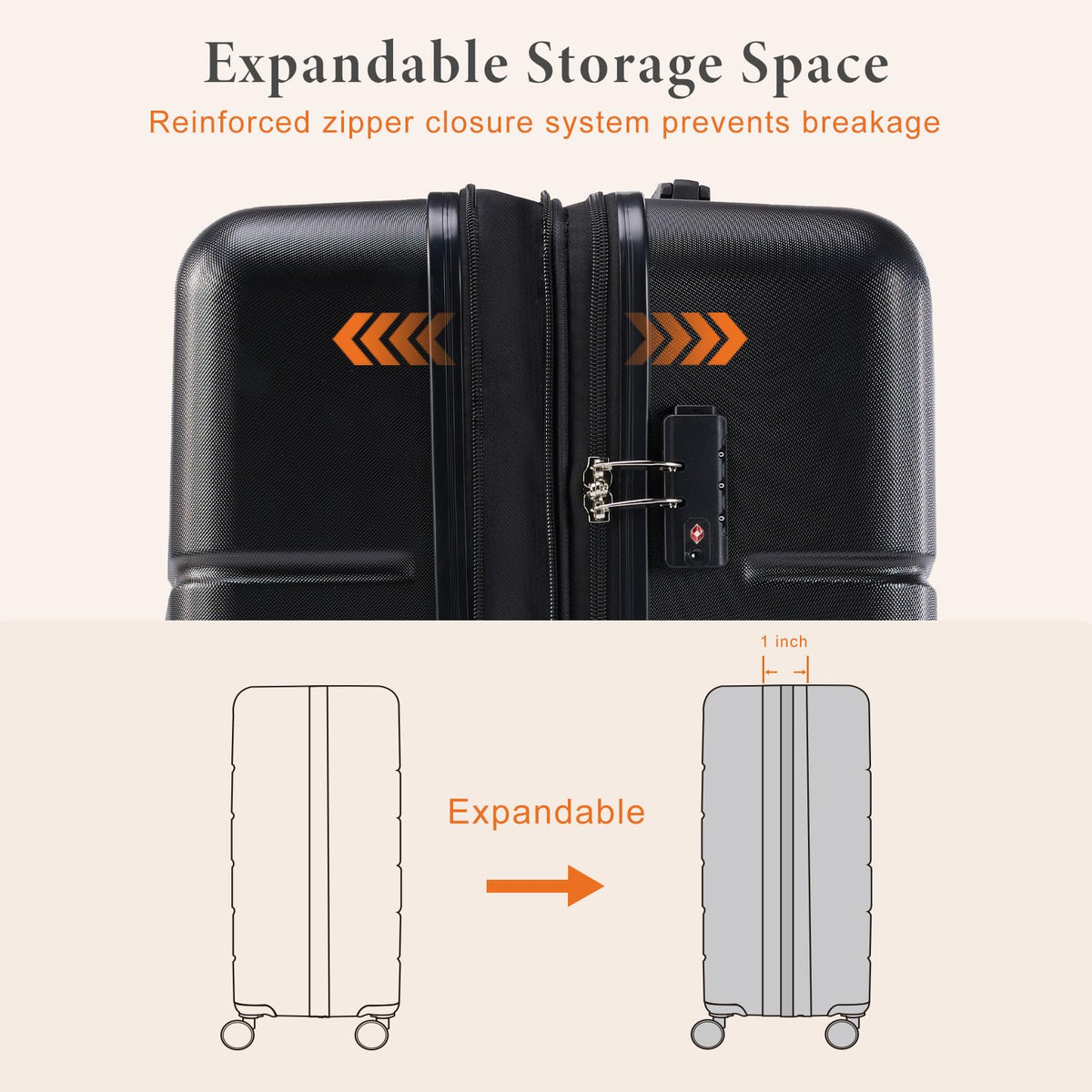 Sweetcrispy Carry on Suitcase Set, Luggage with Spinner Wheels, Hard Shell ABS, TSA Lock, Bronze Black, 3 - PCS Set (20/24/28 inch)