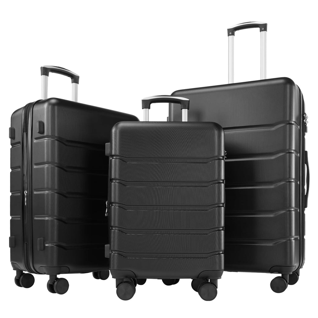Sweetcrispy Carry on Suitcase Set, Luggage with Spinner Wheels, Hard Shell ABS, TSA Lock, Bronze Black, 3-PCS Set (20/24/28 inch)