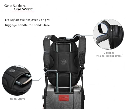 Swissdigital Design Travel Backpack for men, TSA Friendly USB Charging RFID Protection Business Backpack Fits 15.6" Laptops Black | J14 - BR