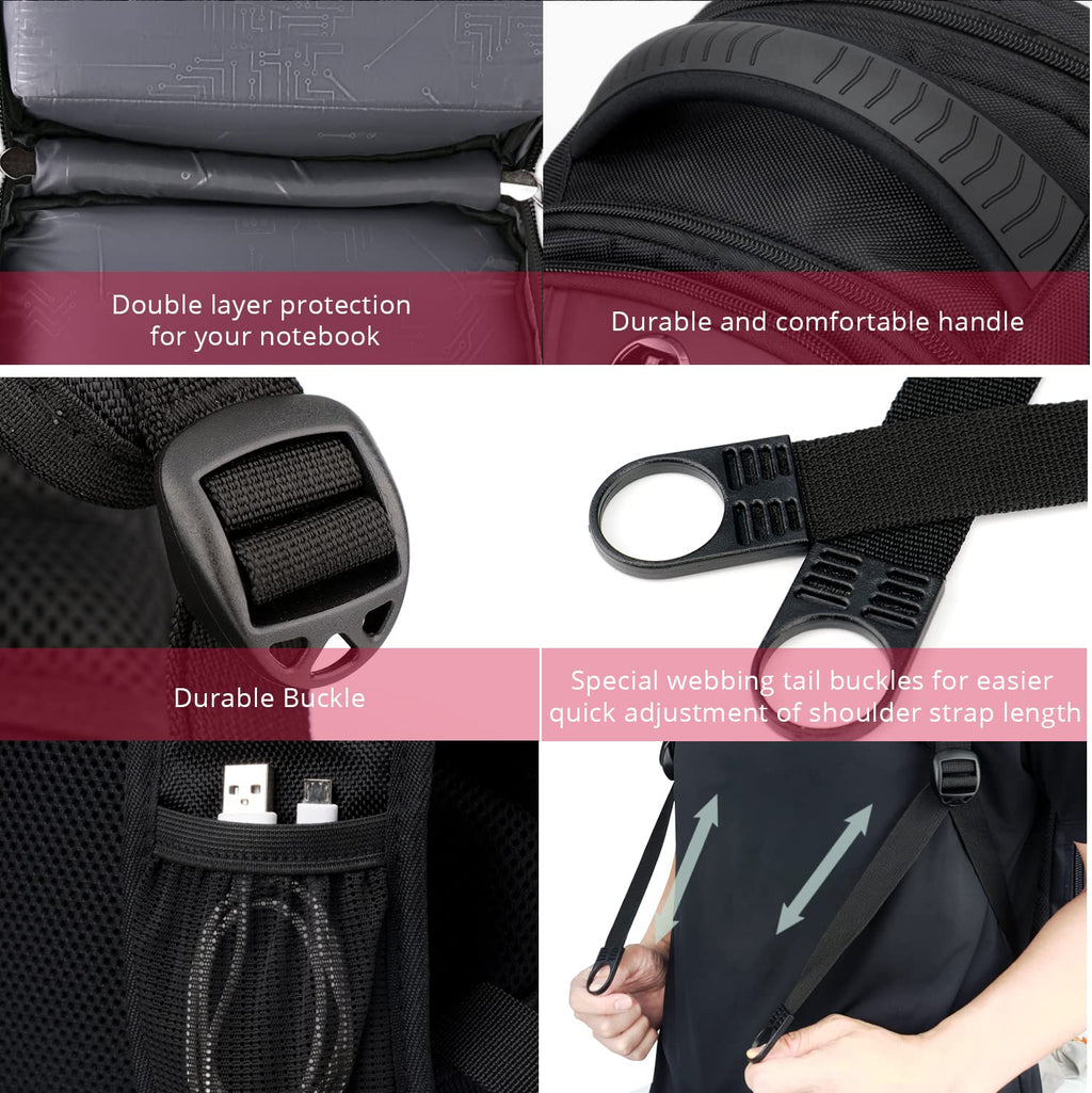 Swissdigital Design Travel Backpack for men, TSA Friendly USB Charging RFID Protection Business Backpack Fits 15.6" Laptops Black | J14 - BR