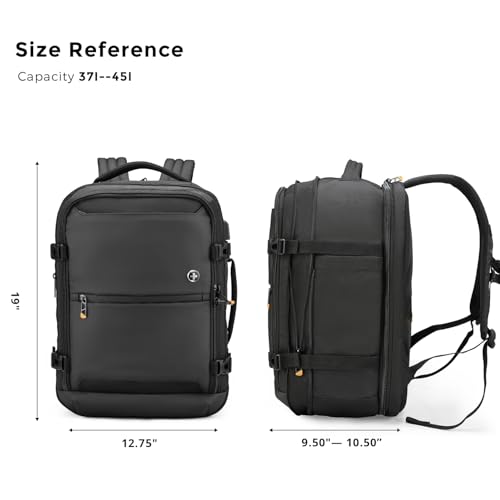 Swissdigital Design Travel Laptop Backpack 43l with USB Charging Port,TSA Friendly Flight Approved Carry-on Luggage Hand,Business Rucksack,Large Weekender Bag Fits 17 Inch Laptop Black | SD1748-01