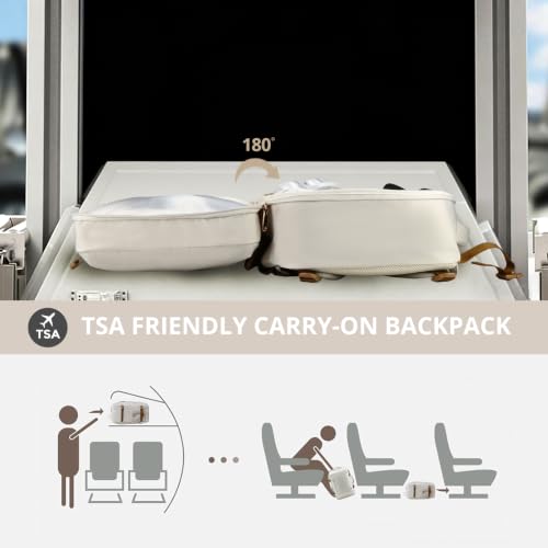 Swissdigital Design Travel Laptop Backpack for Women, 36l Carry On Backpack with USB Charging Port, RFID Protection & Wet-Dry Separation, TSA Friendly Fits 16 Inch Laptop, Beige Brown | SD1749-07