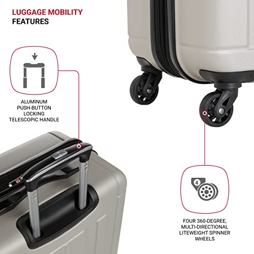 SwissGear 6297 Hardside Expandable Luggage with Spinner Wheels, Silver, Checked-Medium 23-Inch