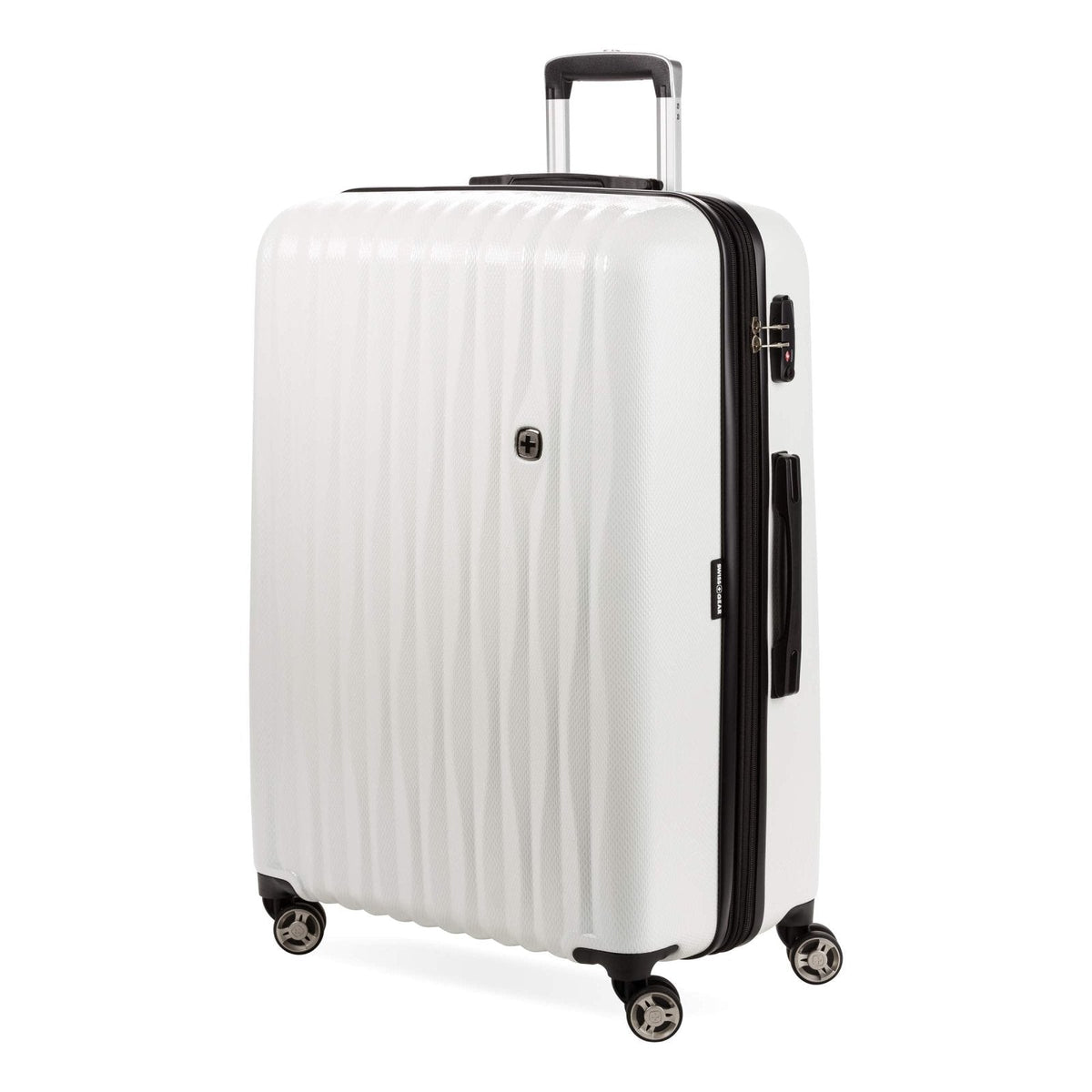 SwissGear 7272 Energie Expandable Hardside Luggage with Spinner Wheels and TSA Lock, White, Checked-Large 27-Inch