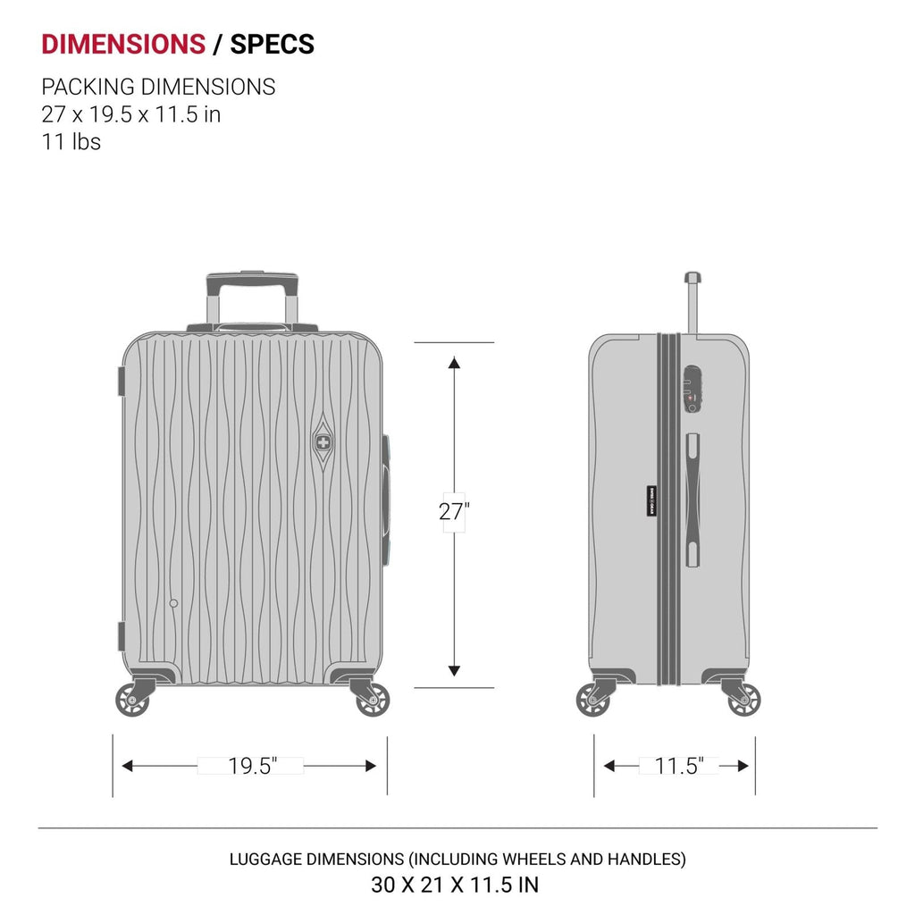SwissGear 7272 Energie Expandable Hardside Luggage with Spinner Wheels and TSA Lock, White, Checked - Large 27 - Inch