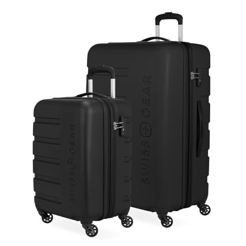 SwissGear 7366 Signature Hardside Expandable Luggage with Spinner Wheels, TSA Lock, Cup-Holder, Black, 2-Piece Set (19/27)