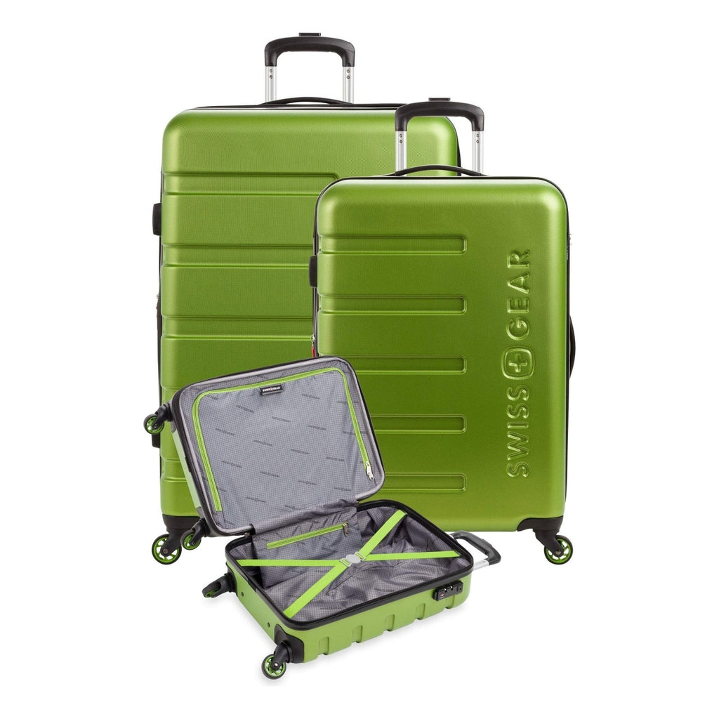 SwissGear 7366 Signature Hardside Expandable Luggage with Spinner Wheels, TSA Lock, Cup-Holder, Green, 3-Piece Set (19/23/27)